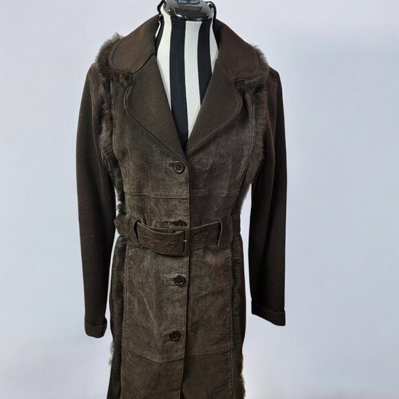 Cynthia Steffe Suede Coat Size M - Suede and Fur Trim - Luxury @ Poshmark Price - Picture 1 of 16